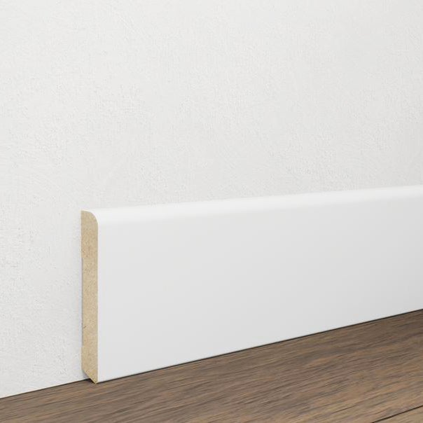 Onlywood Battiscopa Mdf Bianco Stondato - 70 x 10 mm - Asta da 2,4 ...