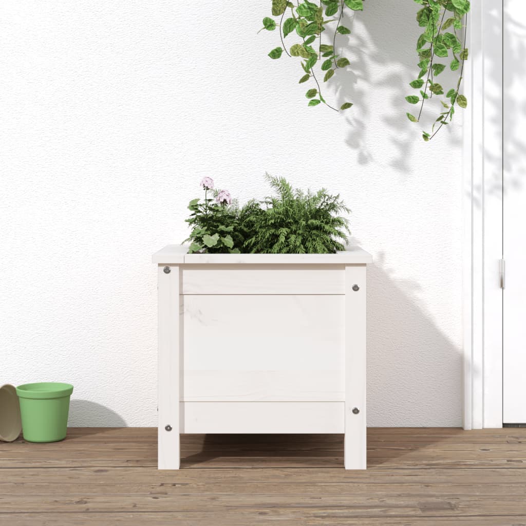 Jardinière - Pot De Fleurs - Bac à Fleurs blanc 40x40x39 cm bois massif de pin n1467l - 2