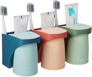 BEBUSINGOTO Portaspazzolino da denti a parete con copertura per doccia