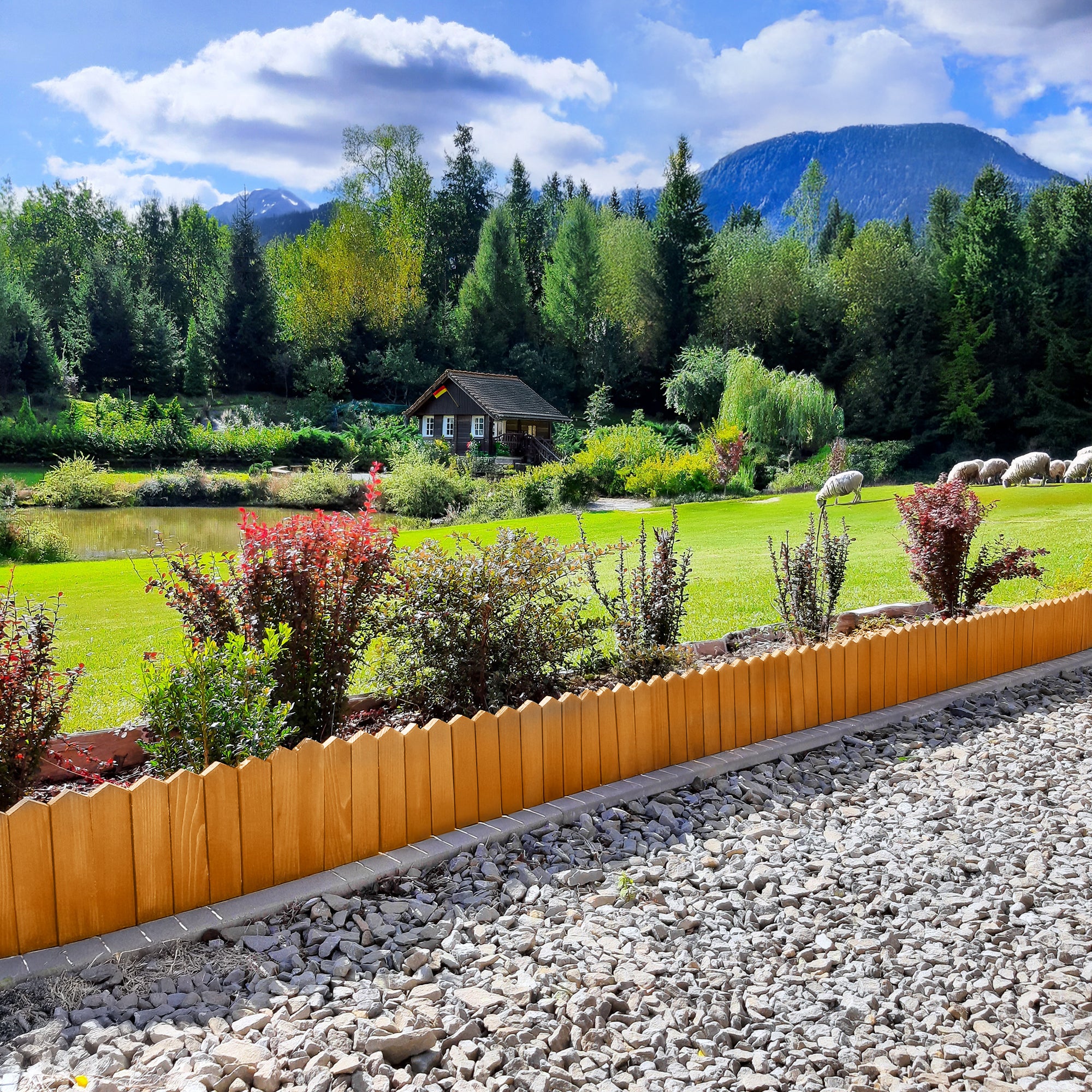 BOGATECO Rollborder lattes en bois | 40 cm de haut et 200 cm de long | Clôture en bois | Clôture parfaite comme bordure de jardin en osier | Brun - 7