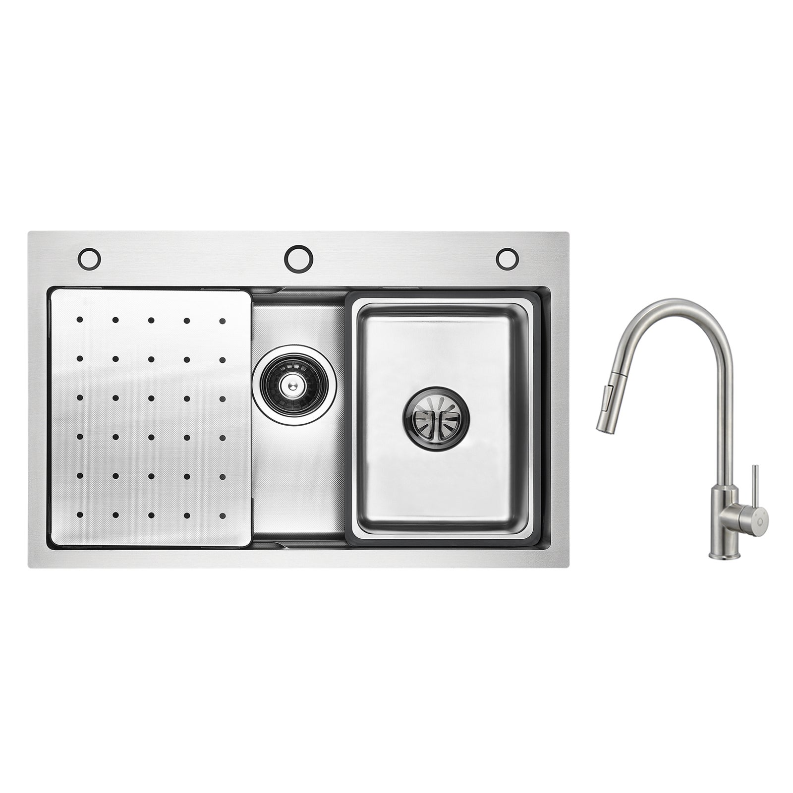 Cecipa max Fregadero de inox 70×45×21,5CM con Escurridor, Lavabo y ...
