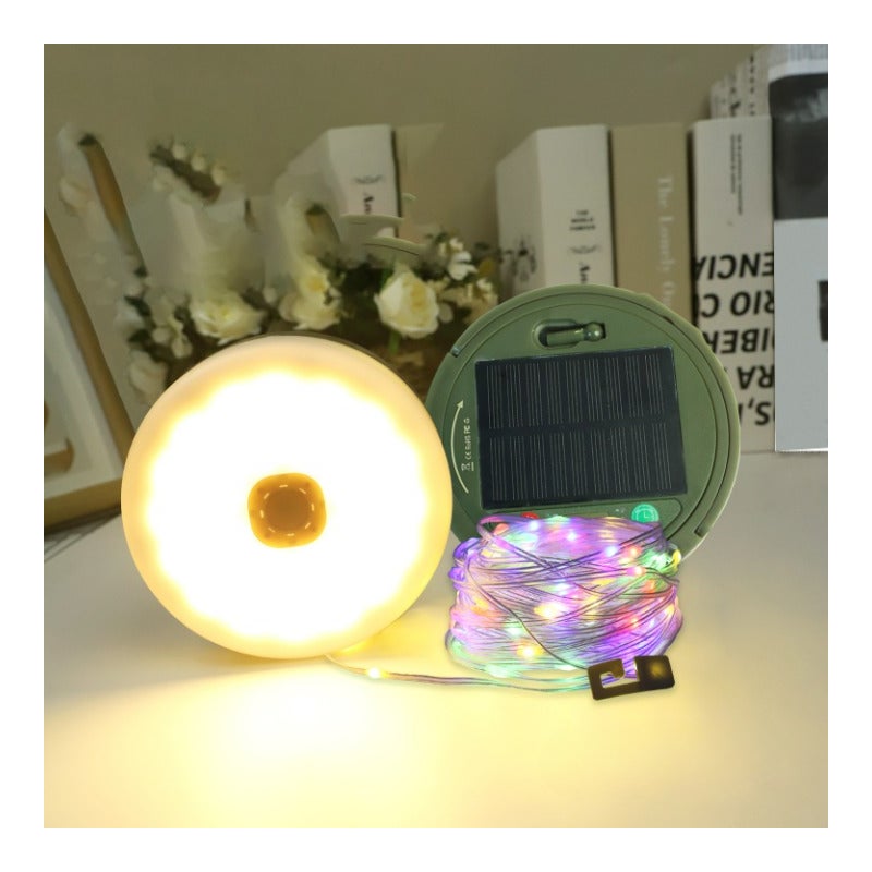 Lampa solarna kempingowa, girlanda świetlna LED, światło nastrojowe, lampa świetlna, kolorowa, 10 metrów, z timerem, kolorowa, 10 metrów, z timerem