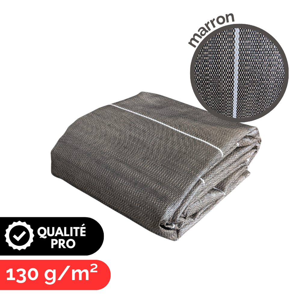 Toile de paillage 130g m2 Vente au mètre Largeur 3,30m Anti-Mauvaises Herbe Coloris Marron Bache Tissée - 4