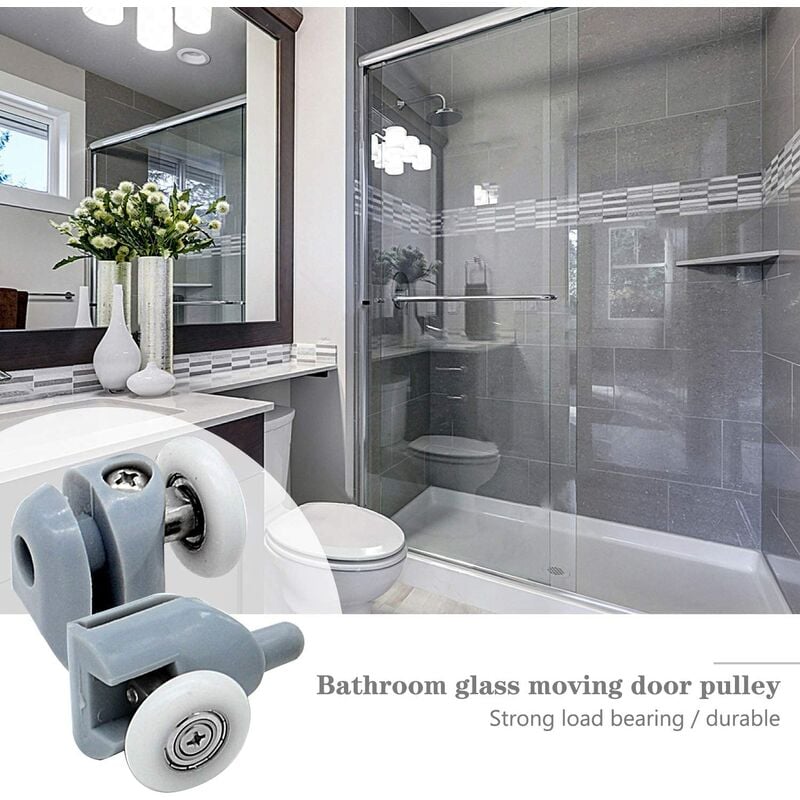 8 Pcs 23mm Galet Rouleau Roulette Roue pour Porte de Douche, Roulettes Coulissantes Porte Salle de Bain - 2