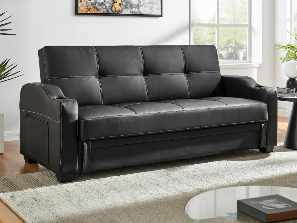Divano letto clic clac in similpelle Nero MIRELLA Leroy Merlin