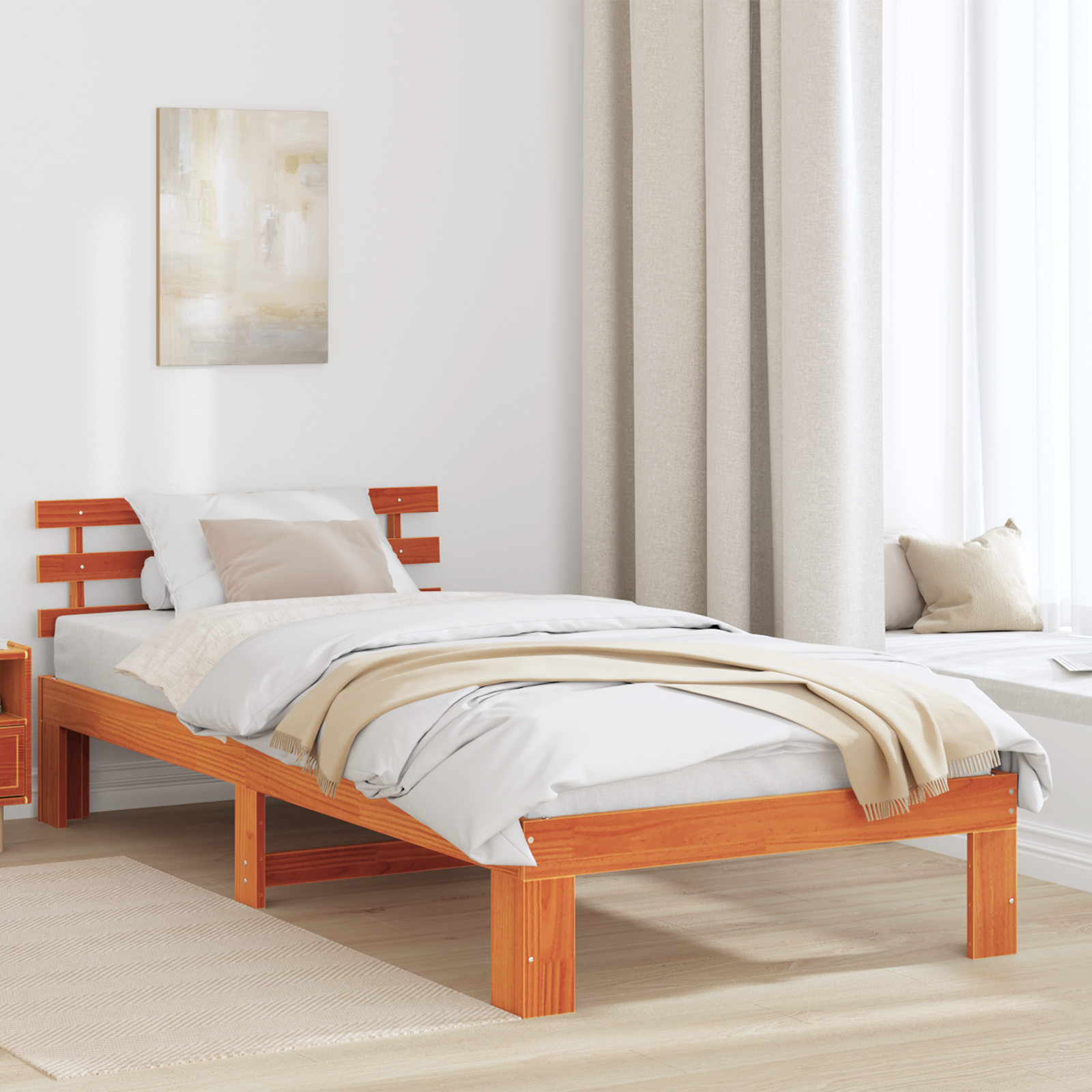 Ramka łóżka Woskowy Brąz 90 x 200 cm Lite drewno sosnowe vidaXL