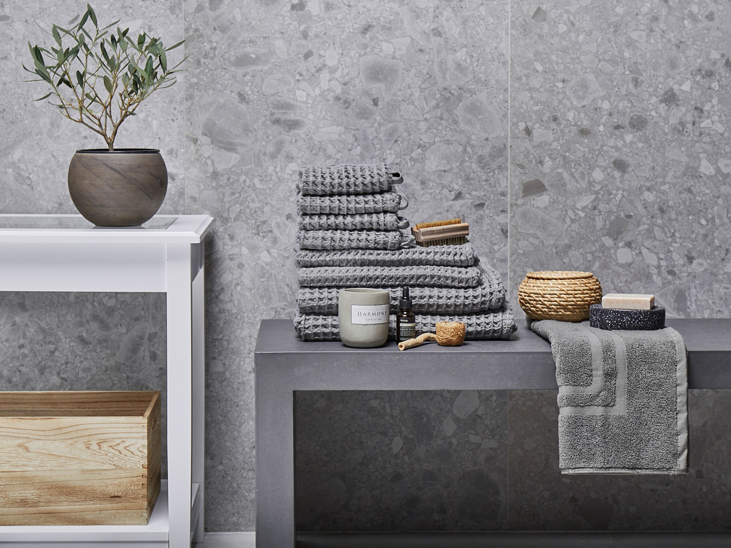 Set di 9 asciugamani AREORA Cotone Grigio chiaro - 2