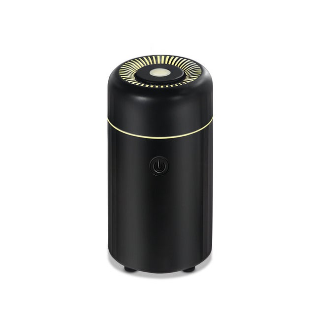 Humidificateur de voiture 100 ml, vaporisateur de parfum pour voiture, lumière d'ambiance colorée, diffuseur d'aromathérapie pour voiture, USB (noir)