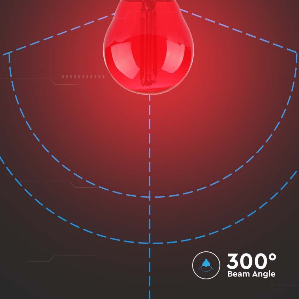Lampadina LED E27 2W G45 Filamento Colore Rosso - 5