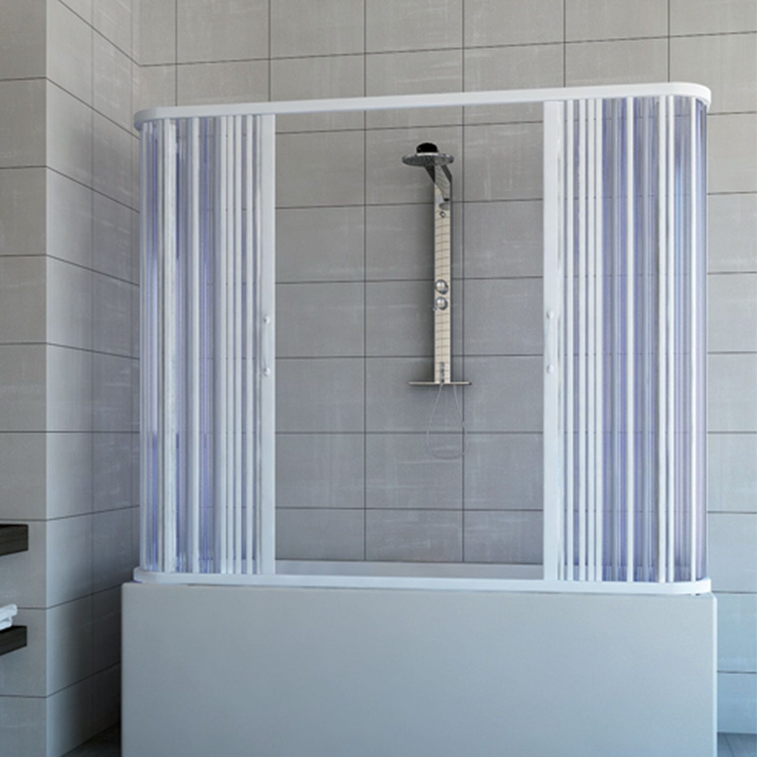 Cabine Parois De Douche Coulissante 70x150 Cm H 200 En PVC Lavande Verre Transparent Mod Glam Duo 86812950 Cabine Parois De Douche Coulissante 70x150 Cm H 200 En PVC Lavande Verre Transparent Mod Glam Duo 86812950