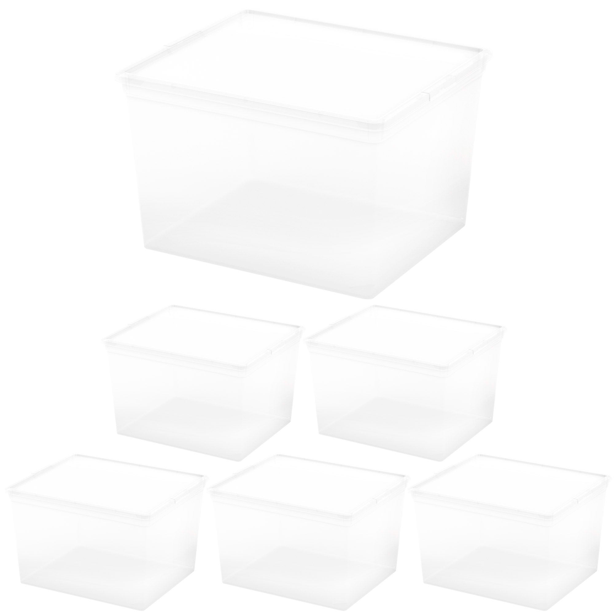 Curver pack 6 cajas de almacenaje con tapa c-box 27l transparente