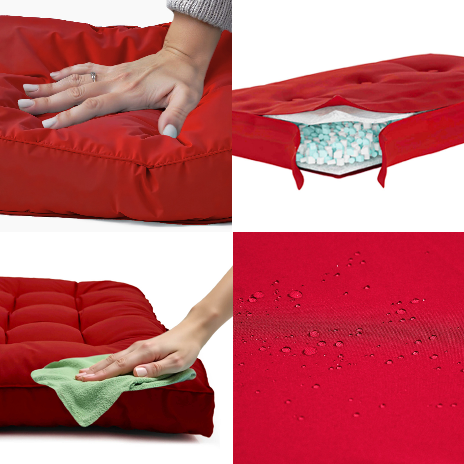 Coussins pour salon de jardin capitonné 60x60cm rouge - 4