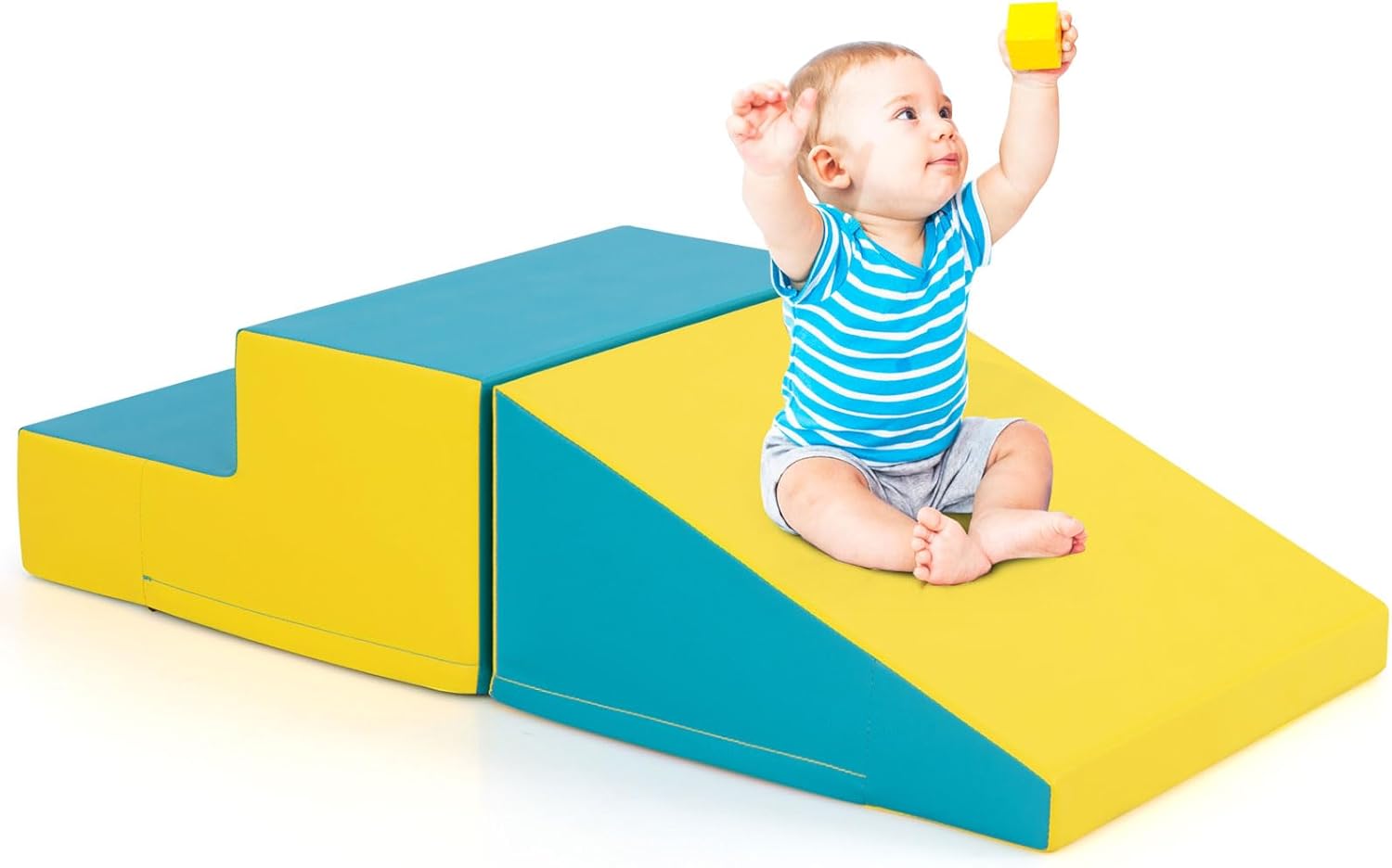 Zestaw do Ćwiczeń Motorycznych dla Niemowląt dla Dzieci w Wieku od 6 Miesięcy do 3 Lat, Moduły Motoryczne Idealne do Wspinaczki (Żółty + Zielony)