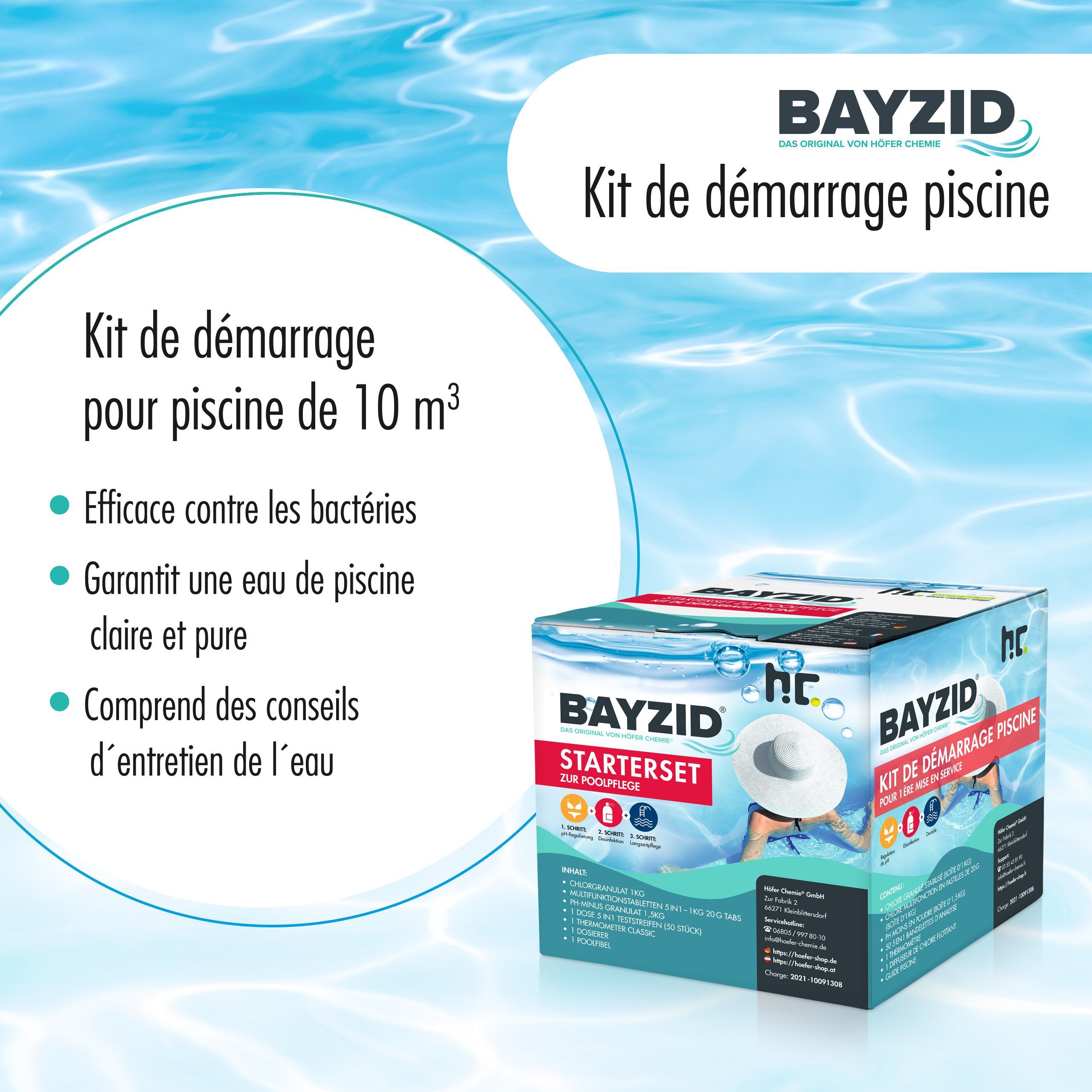 1 x Kit de démarrage pour piscine avec 7 pièces dont chlore, pH moins et multitabs - 3