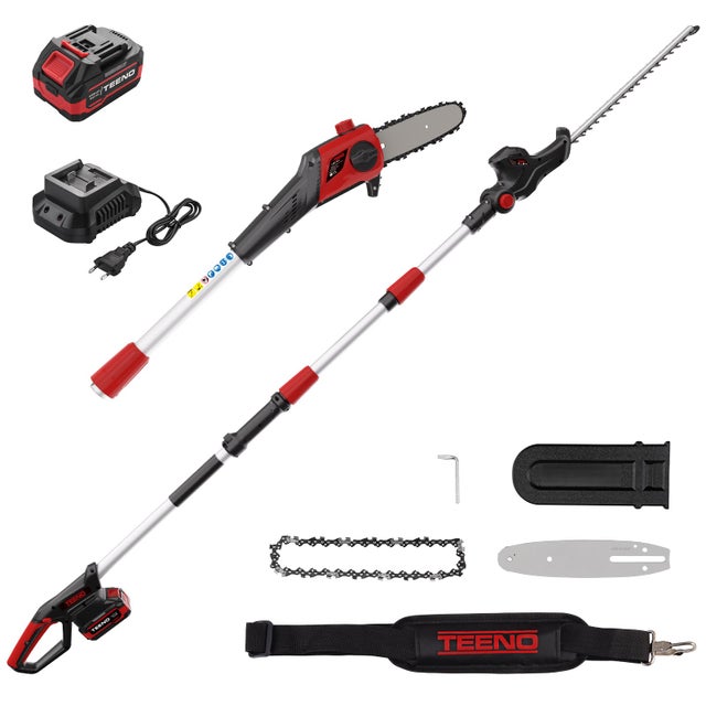 TEENO Taille-haie rétractable rechargeable 20 V, batterie 4000mAh, 420mm