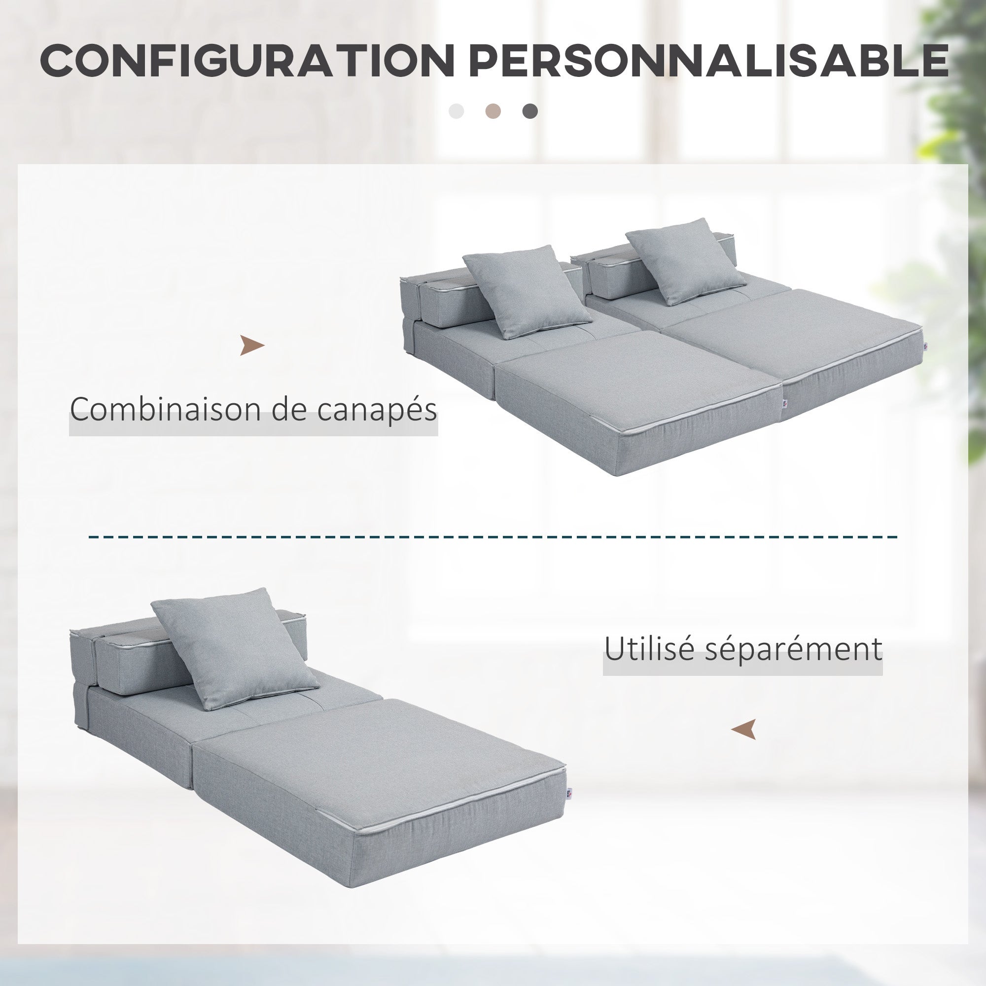 Chauffeuse convertible tissu 1 place HOMCOM - 7