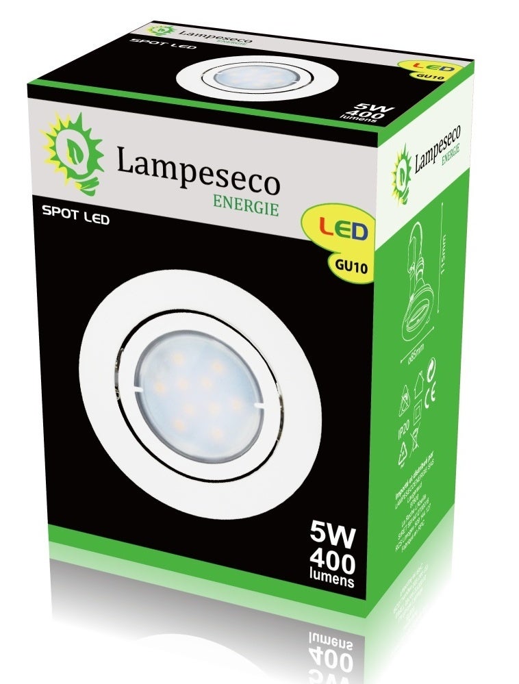 Lot de 10 Spot Led Encastrable Complete Blanc Orientable lumière Blanc Neutre eq. 50W ref.888 - 4