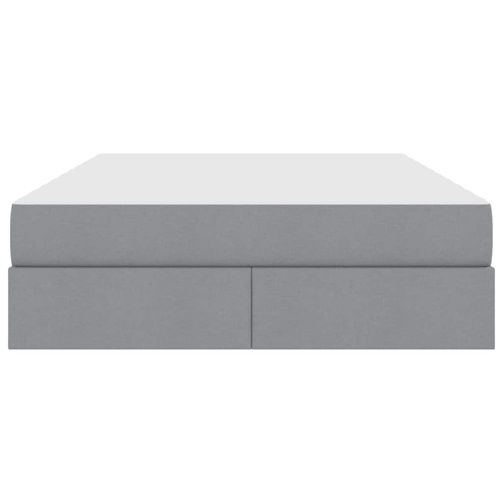 Lit avec rangement et matelas gris clair 140 x 190 cm polyester - 7
