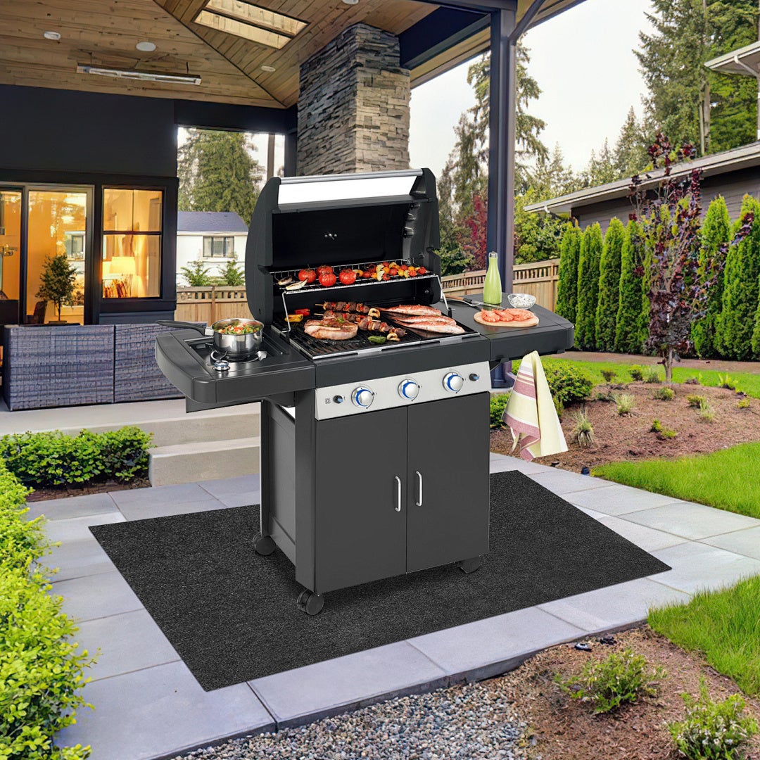 Mata pod grill 100x120 cm, ochrona podłoża zewnętrznego, odporna na olej, powierzchnia wodoodporna, do ogrodu i na taras