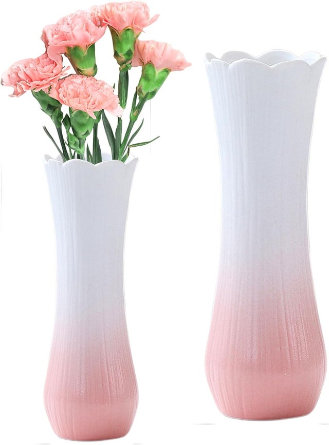 Vase décoratif moderne vase à fleurs vase de table vase en céramique blanc - argent 23x23 cm