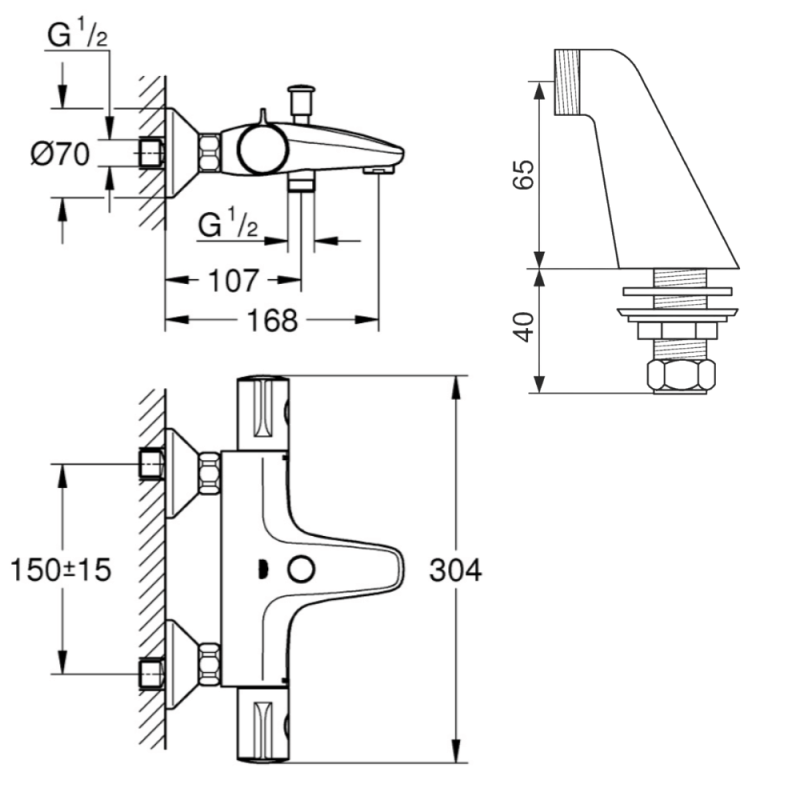Robinet bain thermostatique GROHE Grohtherm 800 avec colonnettes - 4