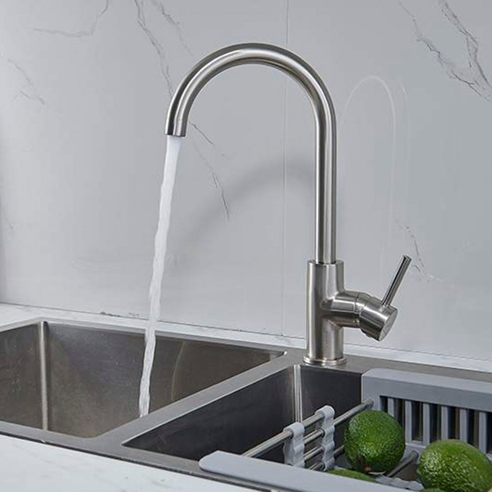 Omeere Fregadero De Cocina De Acero Inoxidable 304 De 0,8 Mm, 46 X 41 X20cm, Fregadero Empotrado 1 Seno,pequeña Rectangular (Agujero Del Grifo A La