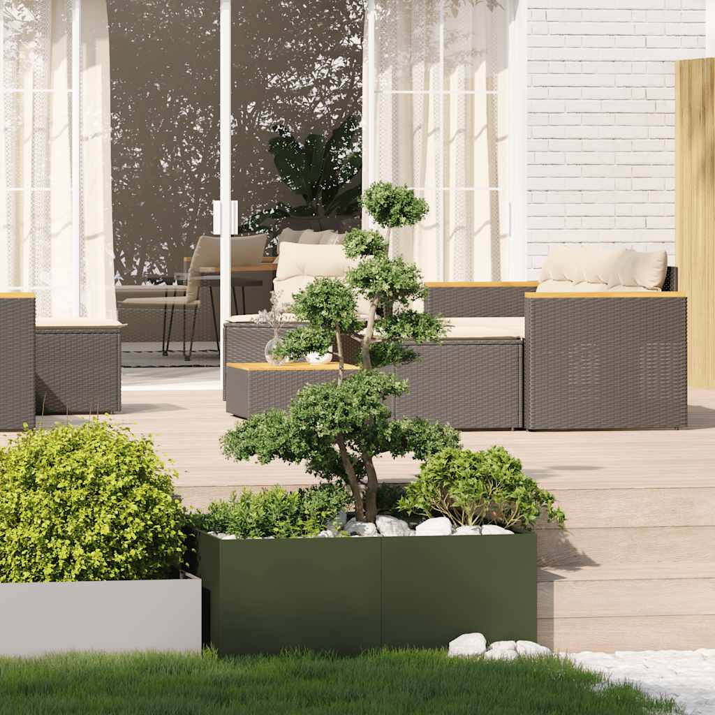 Maison Exclusive - Jardinière vert olive 100x100x40 cm acier - 3