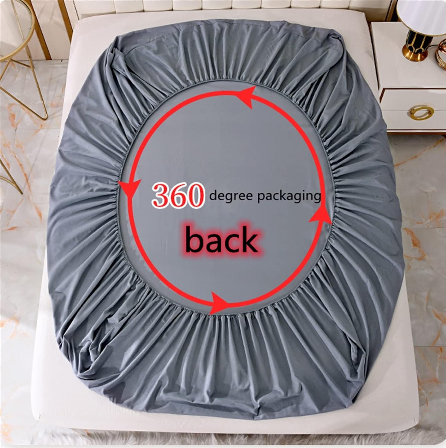 Housse protection épaisse en trois parties matelas de couleur unie, réduisant les problèmes causés par draps irréguliers ( blanc, 180&nbsp;x&nbsp;200&nbsp;x&nbsp;30) - 3