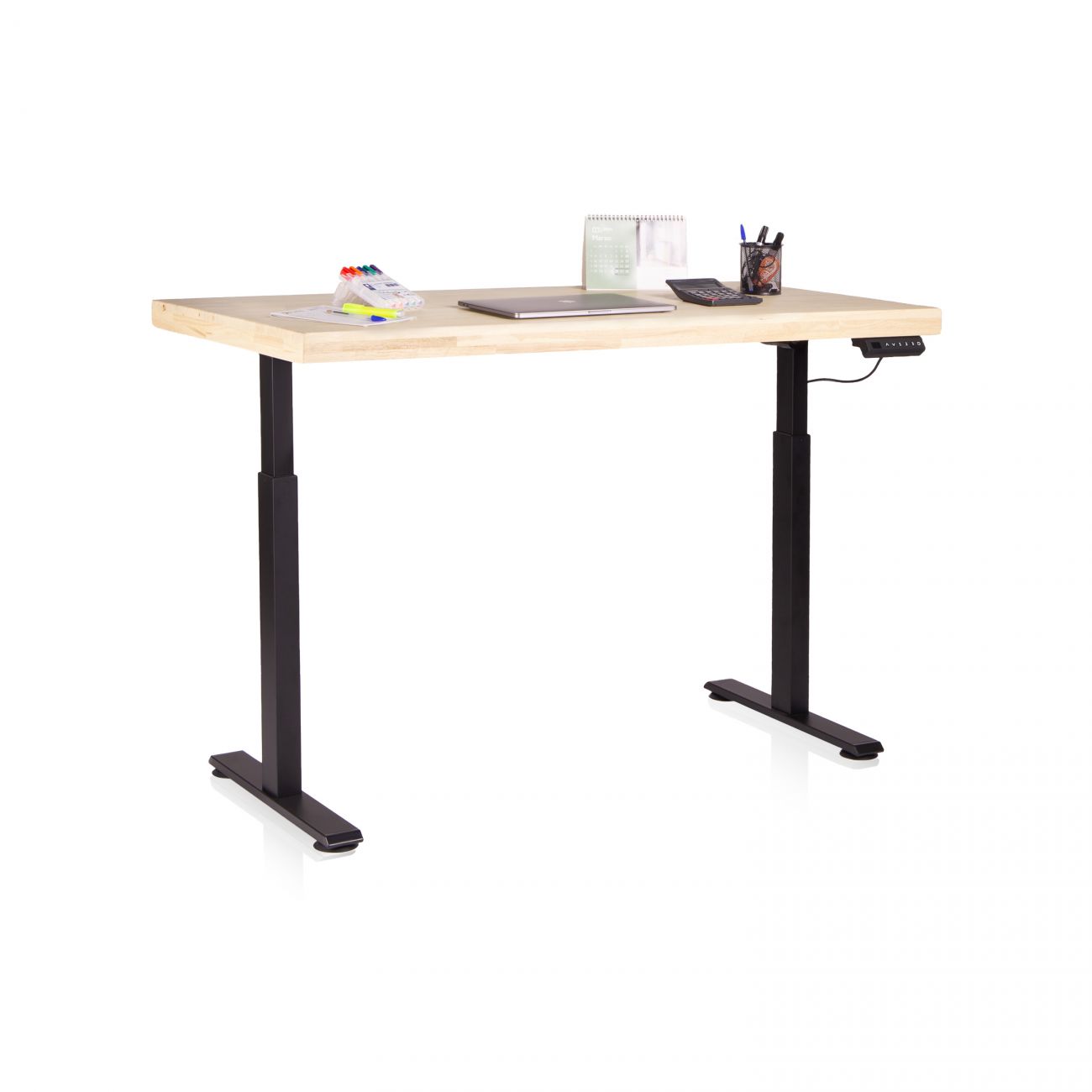 Mesa de estudio elevable motion 140 negro - roble 140 x 126 x 70 cm