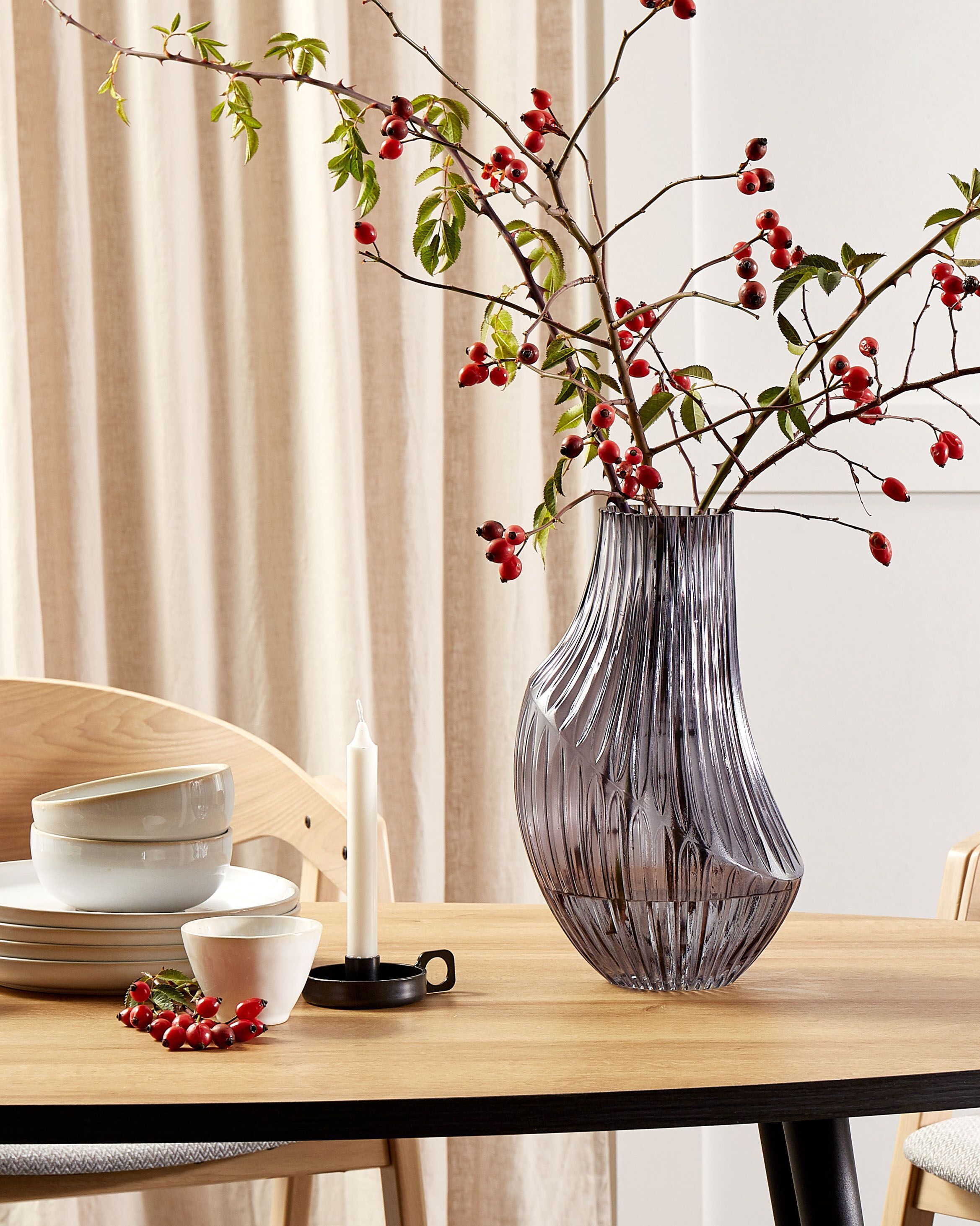 Vase à fleurs MYRSINA Verre 36 cm Gris - 5