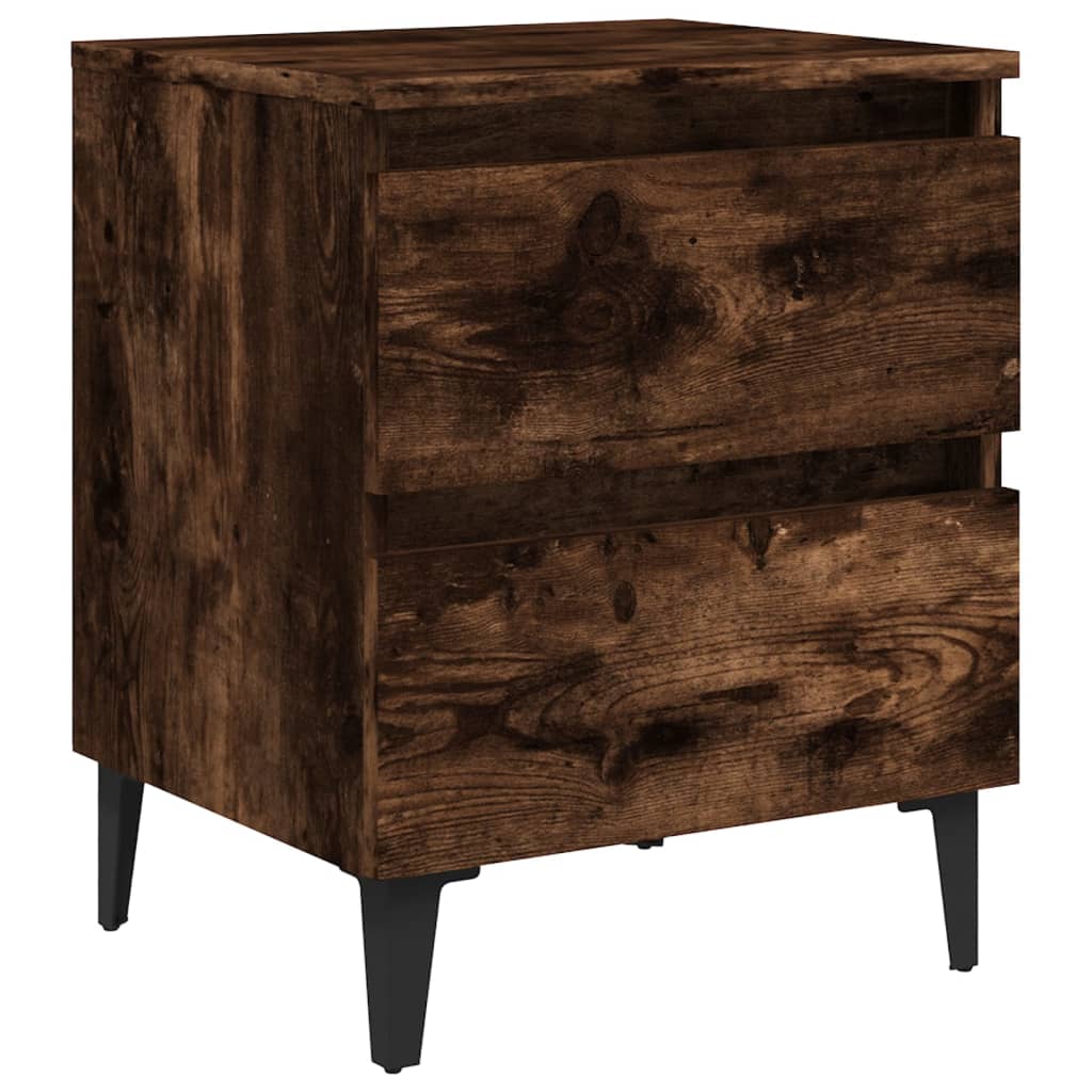 Lot de 2 Tables de chevet，Table d'appoint, Table de nuit pour Salon Chambre pieds en métal Chêne fumé 40x35x50 cm407950 - 5