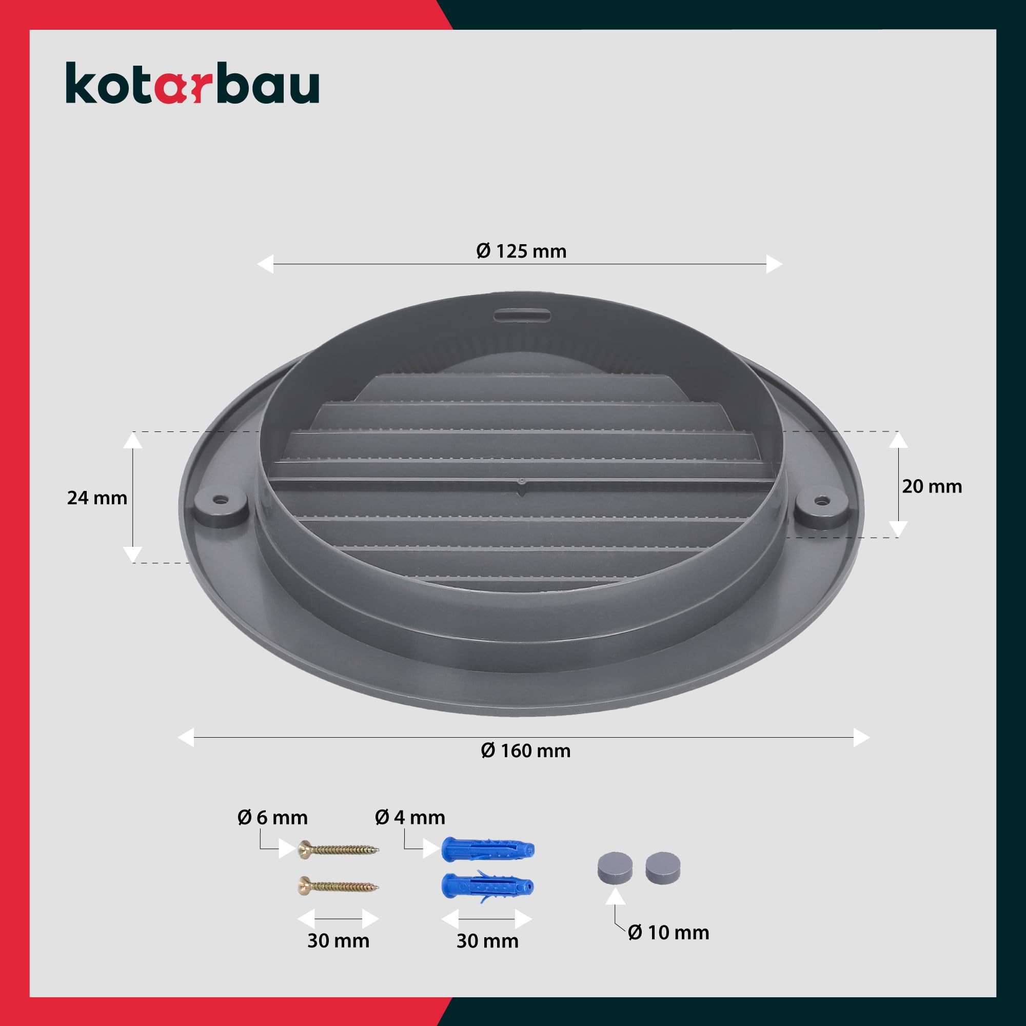 Kratka osłona wentylacyjna okrągła siatka 125 mm - KOTARBAU - 3