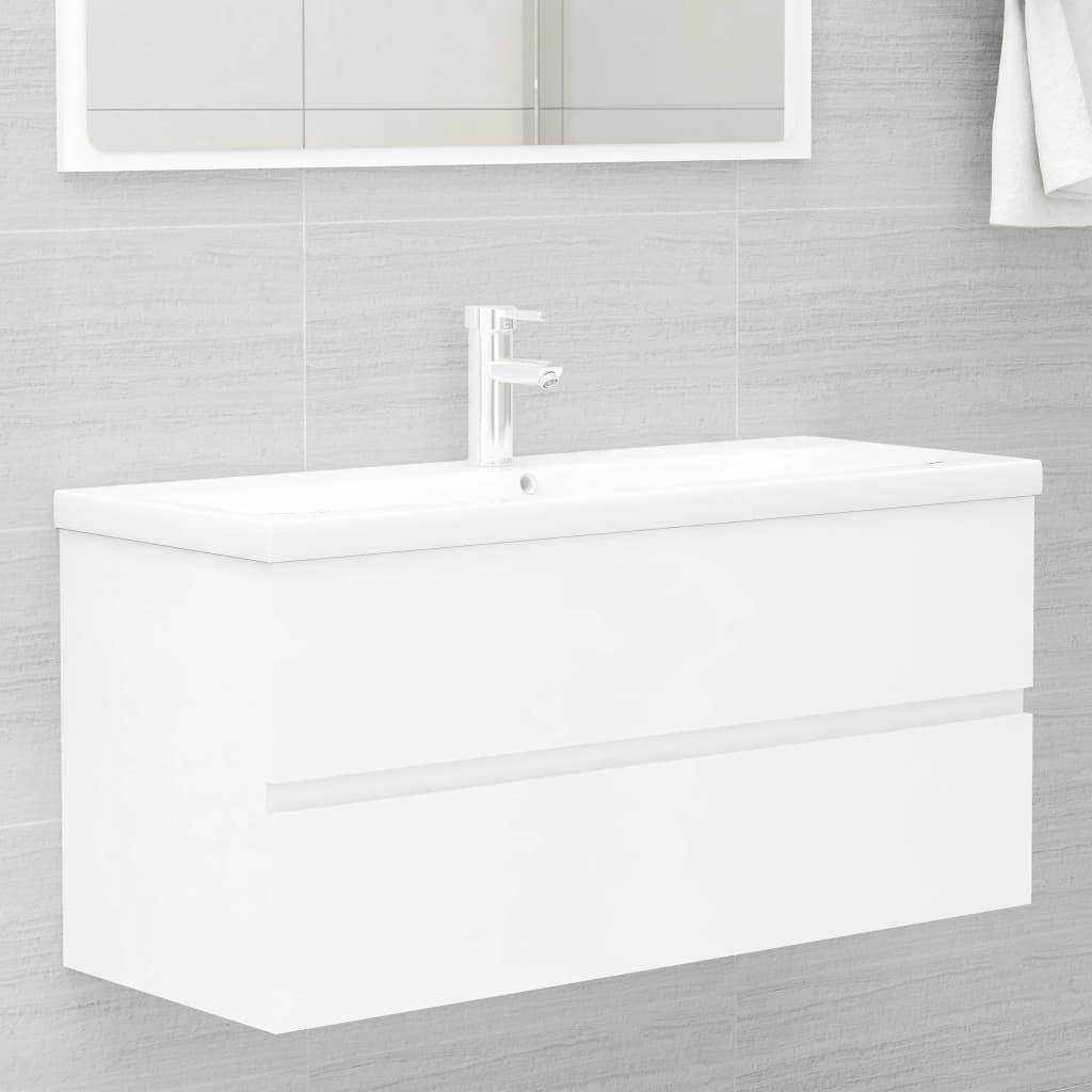 Meuble vasque en contreplaqué blanc 100x38,5x45 cm - COMFORTXL - 2
