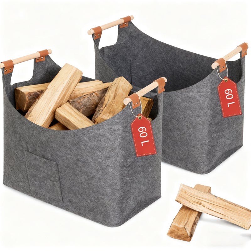 FIREFIX Borsa Per Legna In Feltro Antracite, 825/F, Con Manici