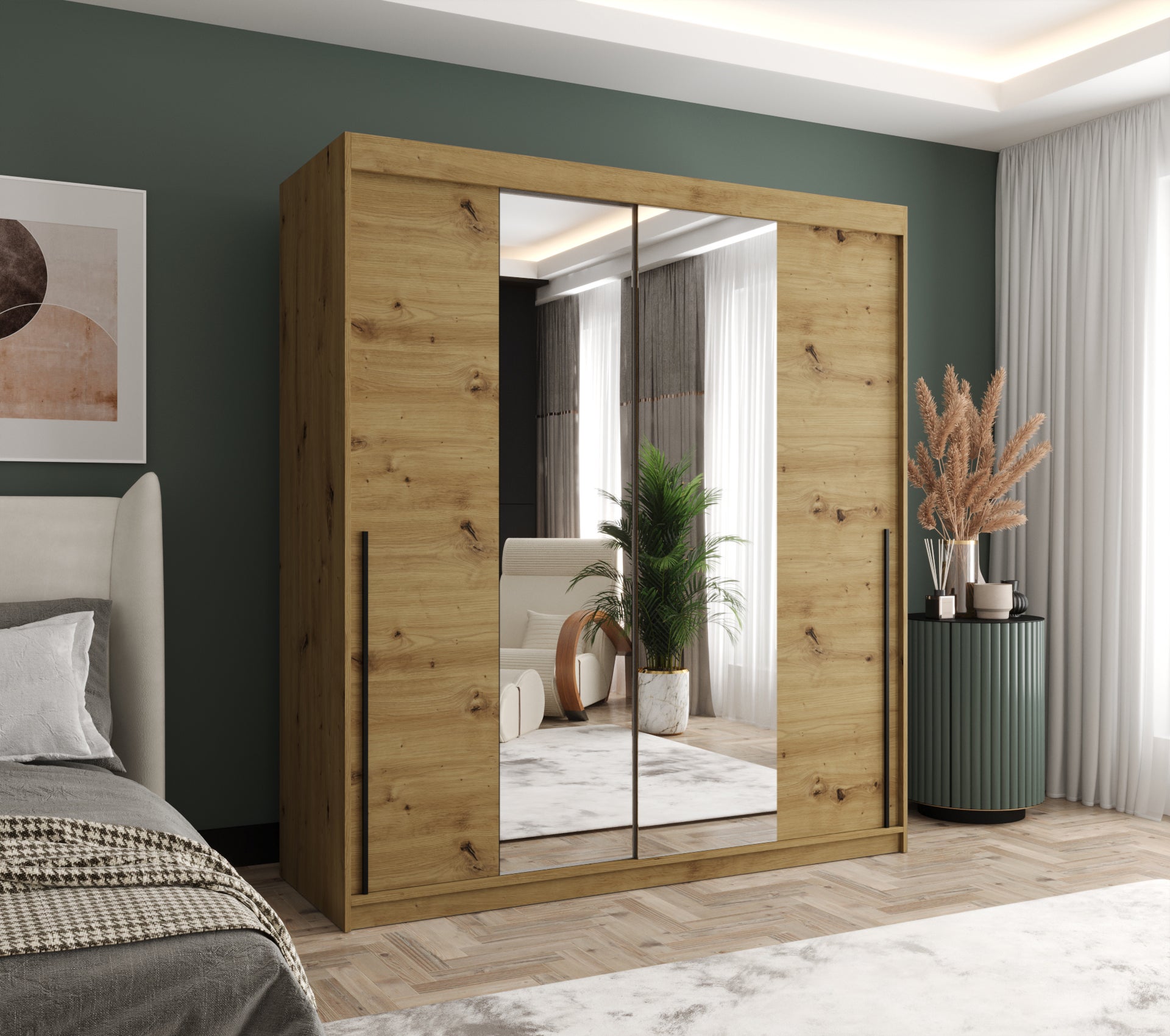 Szafa przesuwna z lustrem SIMA T1 180 x 62 x 200 artisan + u. czarny - 2