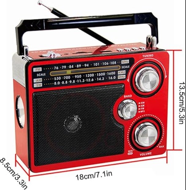 Radio portable à ondes courtes complète, AM FM SW LW World Band DSP, bonne réception, longue antenne télescopique pour usage intérieur/extérieur - 3