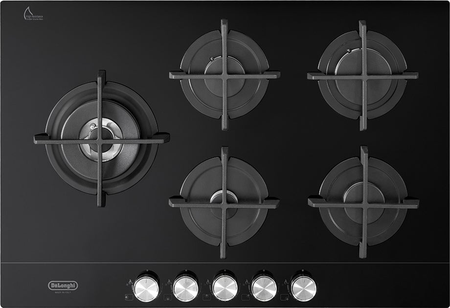 Delonghi Placa De Cocina Empotrada De'longhi Nsl 575D Ncm De 75 Cm A Gas Y 5 Fuegos Negra , Leroy Merlin