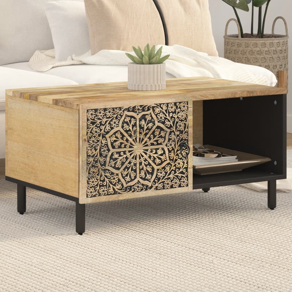 Vidaxl Mesa De Centro De Madera Maciza De Mango 80X50x40 Cm , Leroy Merlin