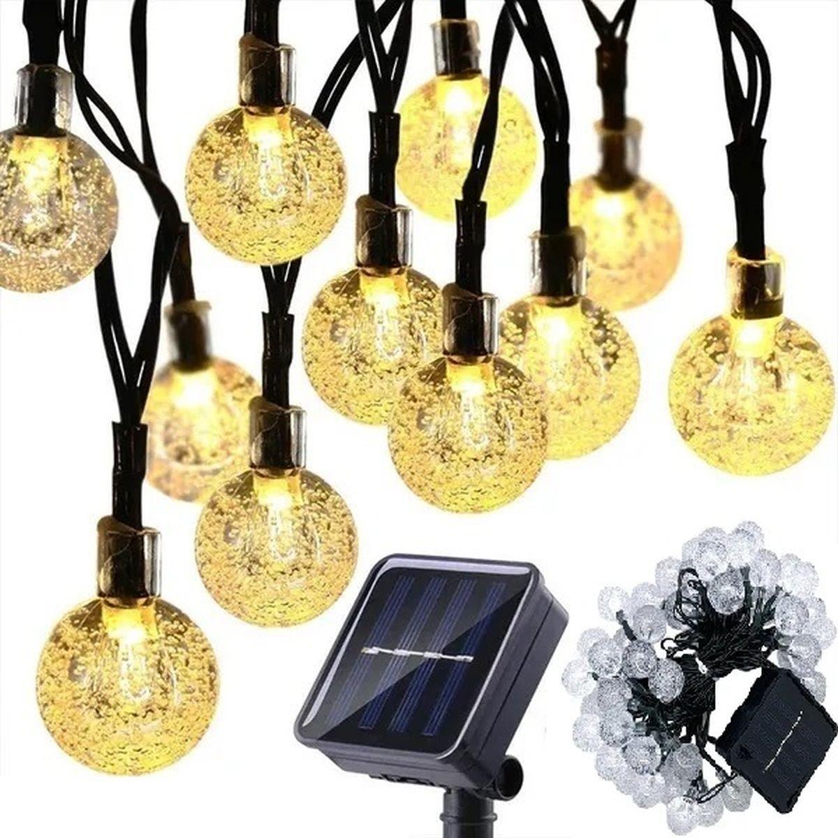 Lampki solarne na zewnątrz girlanda ogrodowa 4,9 m 40 Led ciepły biały