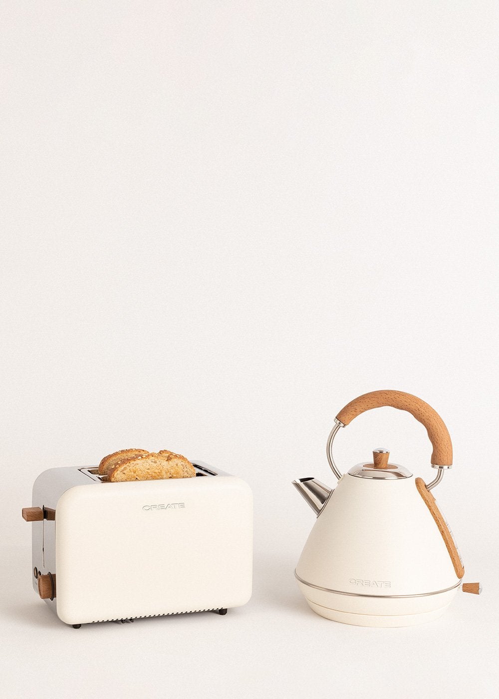 CREATE - Pack grille-pain TOAST RETRO + bouilloire KETTLE RETRO - Blanc cassé - 2