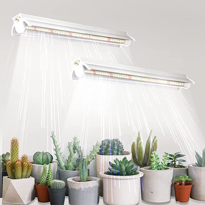Zestaw 4 lamp LED T5 o pełnym spektrum 42 cm do uprawy roślin z reflektorem i sznurem świetlnym do sadzonek i półek uprawowych. - 5