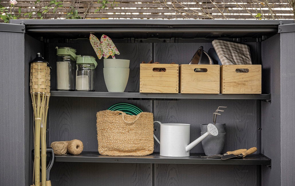 Armario de jardín Keter Vertical Store de 1400 l - Listones efecto madera - 140 x 73,6 x 170,4 cm - 7