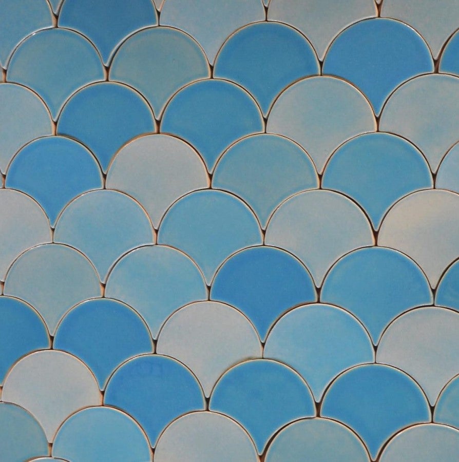 Płytki ścienne ceramiczne niebieskie w kształcie rybiej łuski Góra Lodowcowa – Kafle ceramiczne do kuchni i backsplash | Płytki łazienkowe 0,3 m²