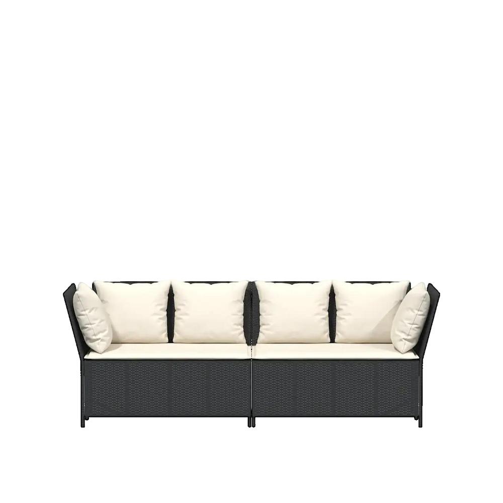 Sofa ogrodowy vidaXL czarny z plecionki z tworzywa wygodny i modułowy