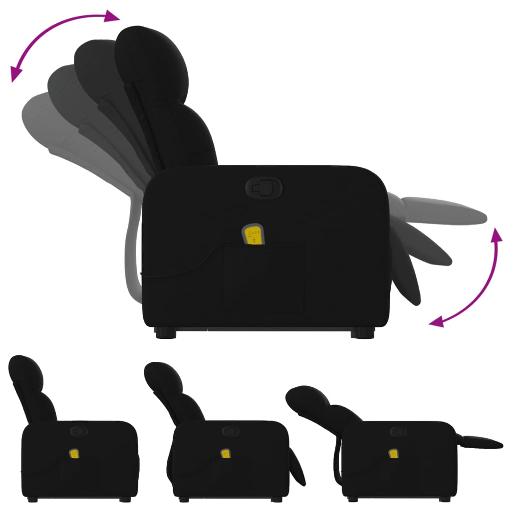 Fauteuil de massage inclinable Noir Tissu - 6