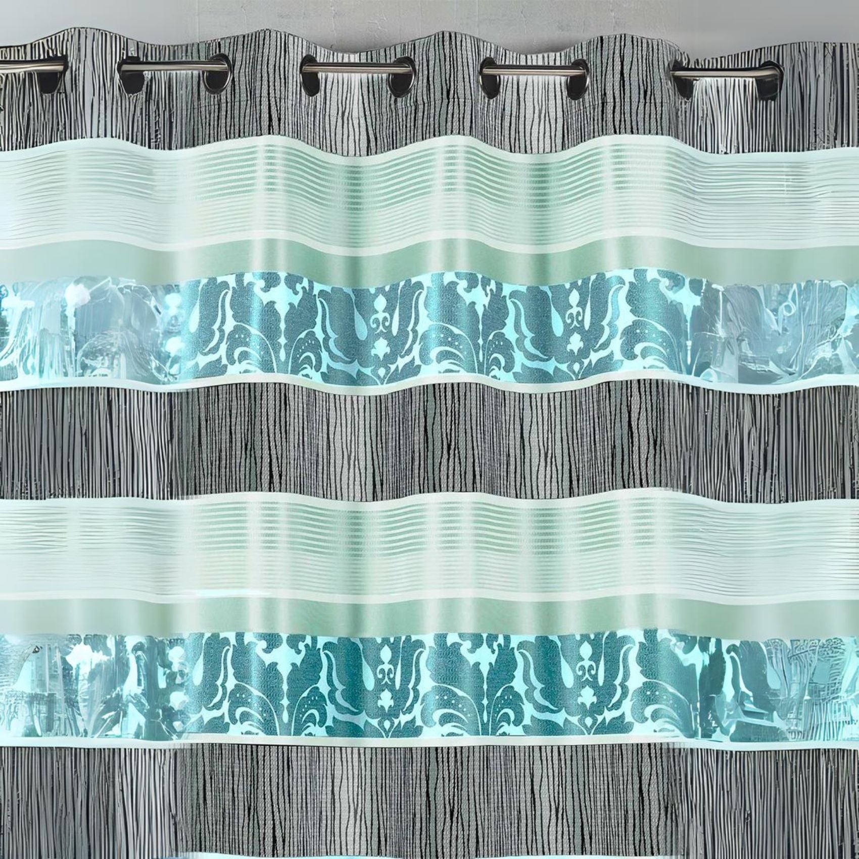 Rideau en jacquard à rayures horizontales colorées - Bleu - 140x260 cm ...