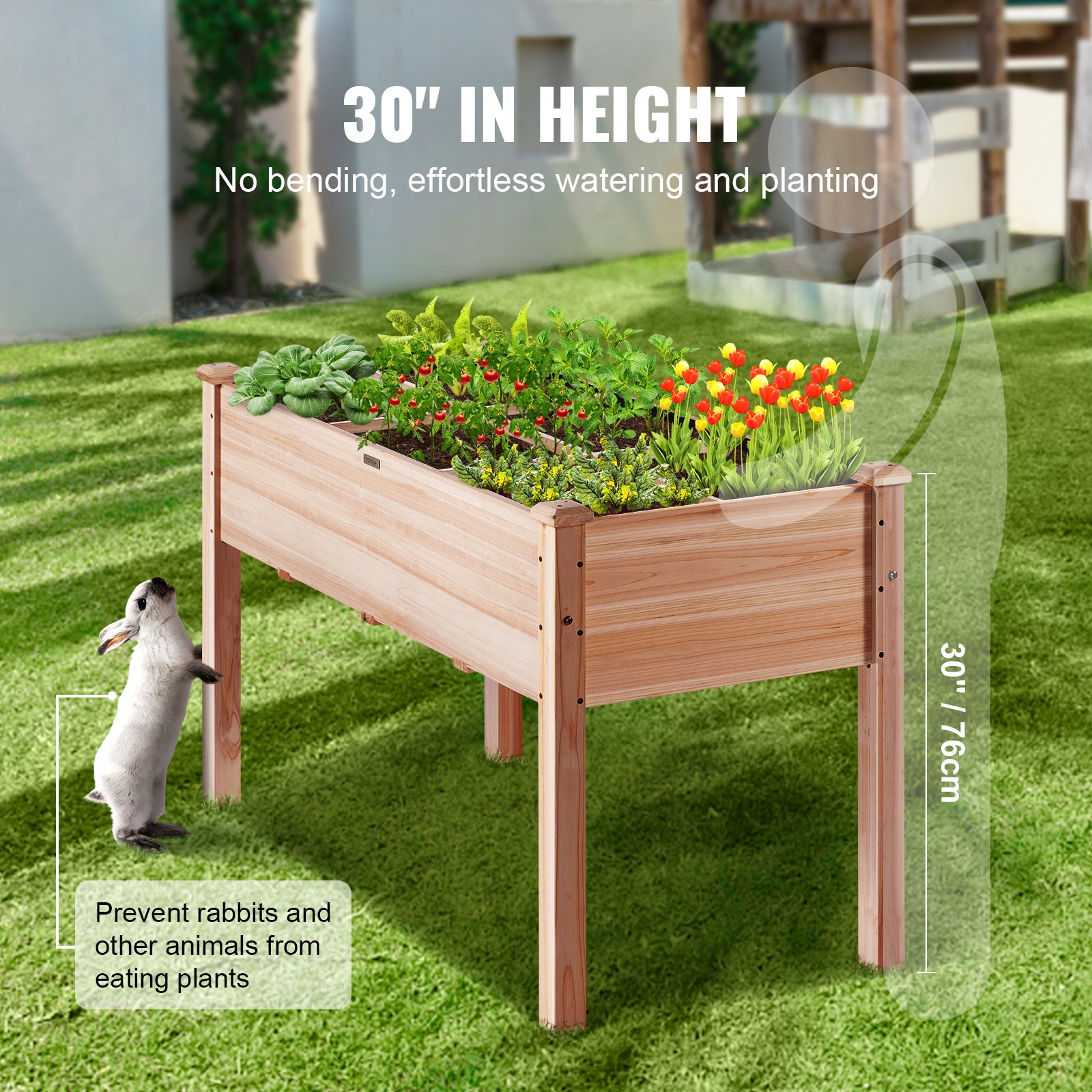 Jardinière Surélevée VEVOR 120x58x76cm Lit de Jardin Potager en Bois de Sapin Bac de Plantation avec Pieds pour Cultiver Fleur Végétaux Herbes Plantes - 6