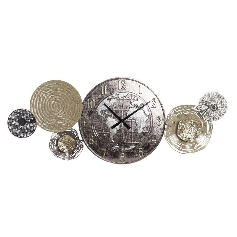 Reloj de pared dkd home decor dorado metal mapamundi (121 x 9,5 x 49,5 cm) 8424001934997 s3037676 dkd home decor