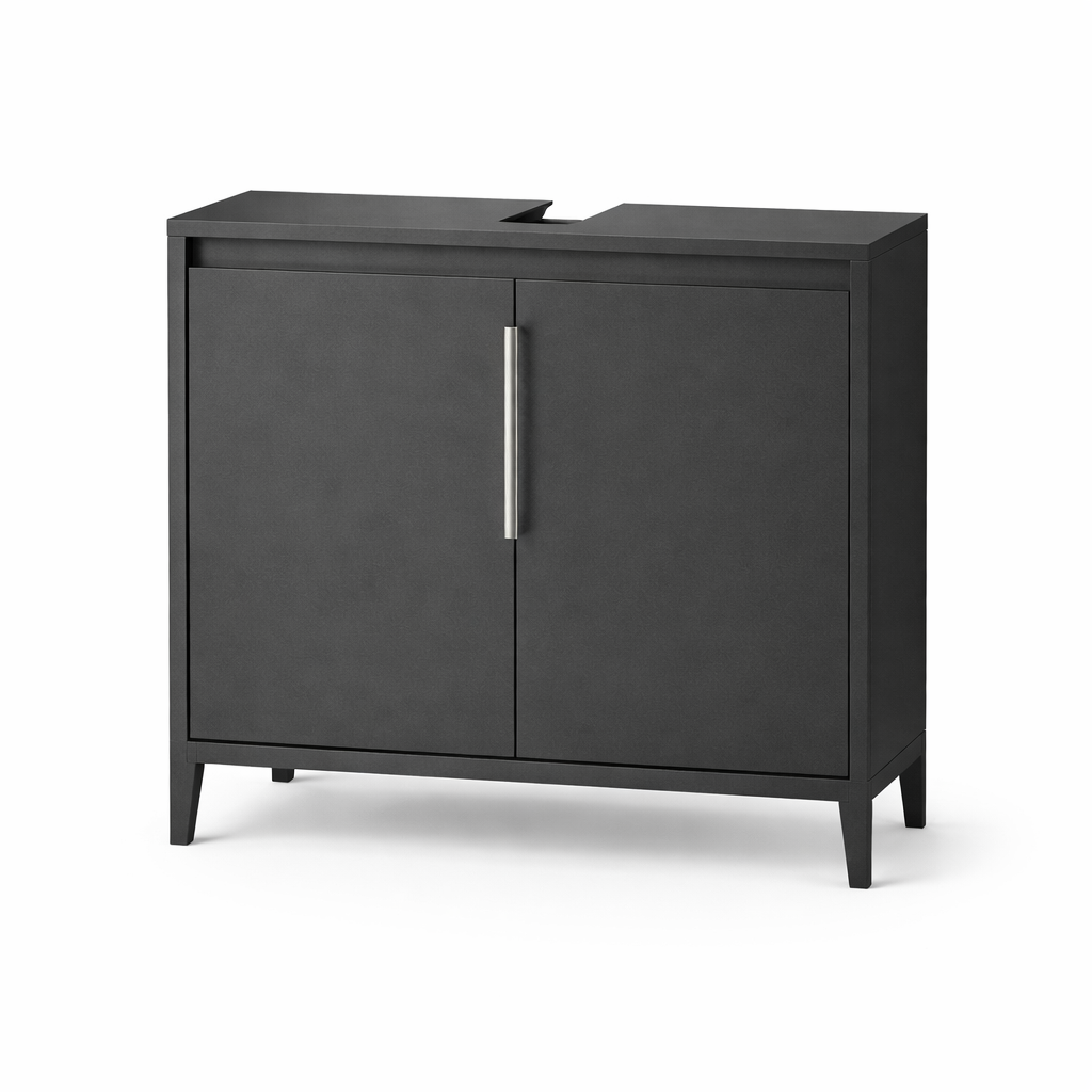 Armario bajo lavabo baño | tablero fibra alta densidad | color antracita | baño | 55x60x28 cm - unidad