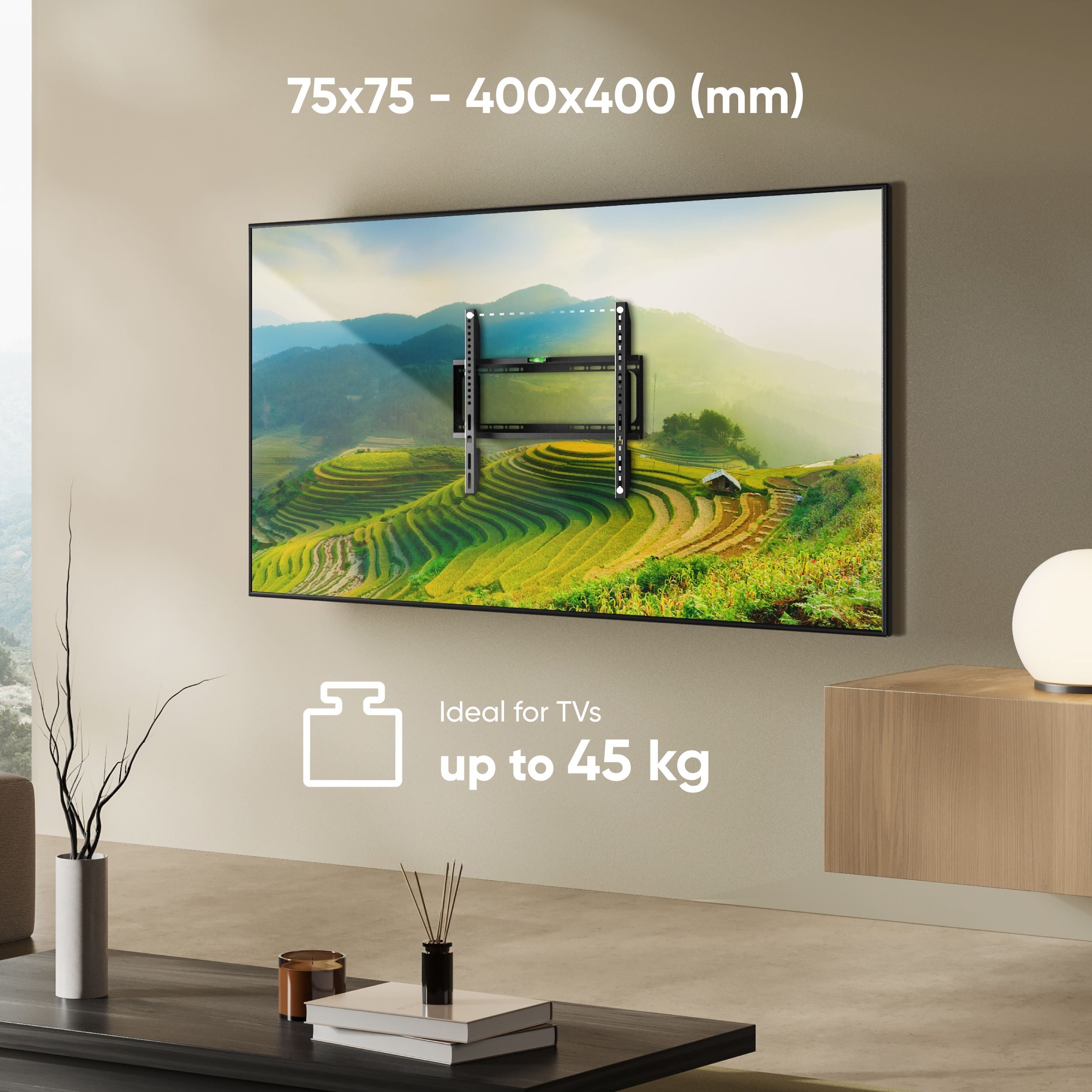 Supporto TV Parete Fisso Ultra-sottile Per 26-55 Pollici - VESA 200x200 Fino 400x400 - Foto 5